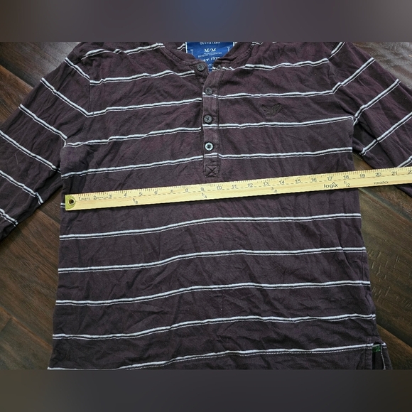 American Eagle Outfitters Gray Long Sleeve Striped Tee - Picture 6 of 11